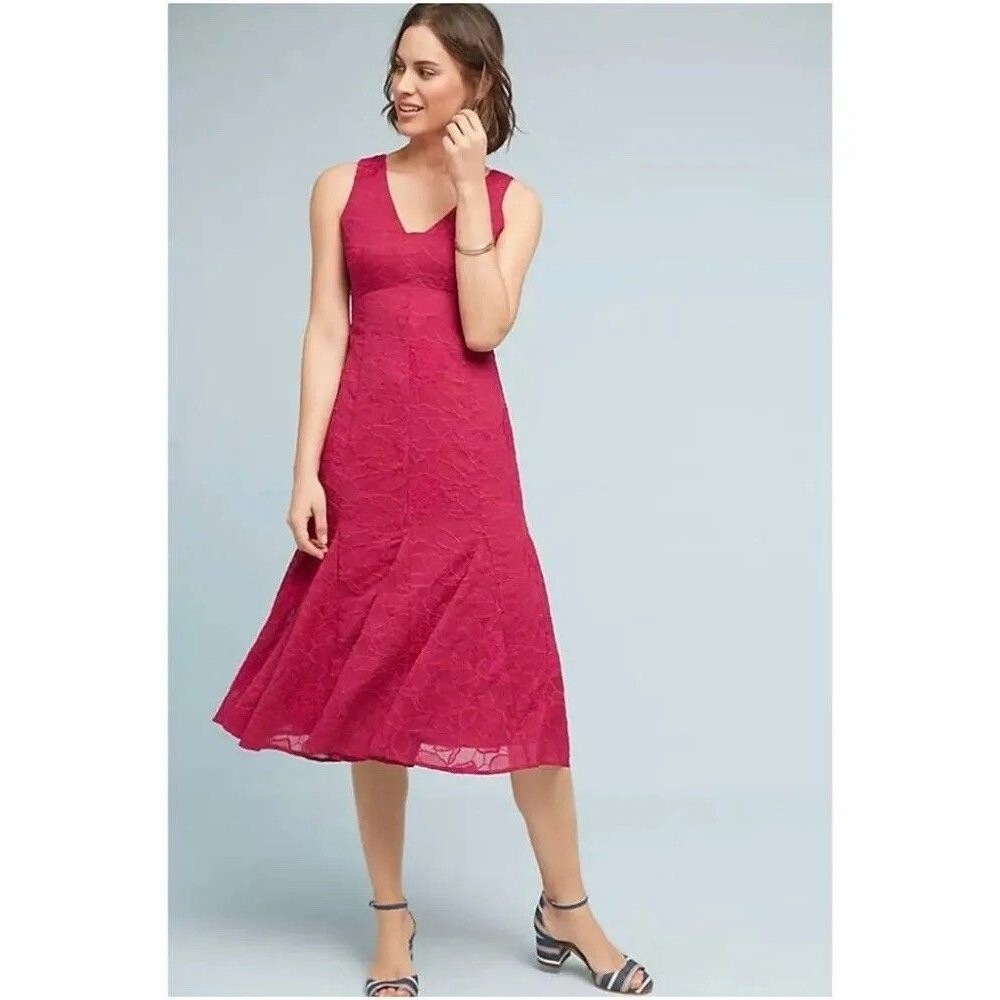 Moulinette Soeurs Anthropologie Persephone Floral Sleeveless Dress Pink Sz 8